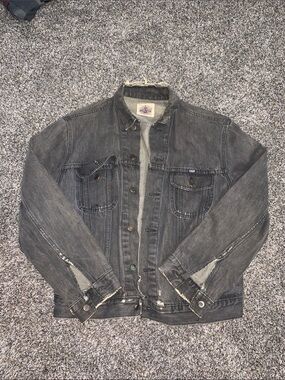 Vintage 90 Men's Faded & Distressed Black Denim Jacket